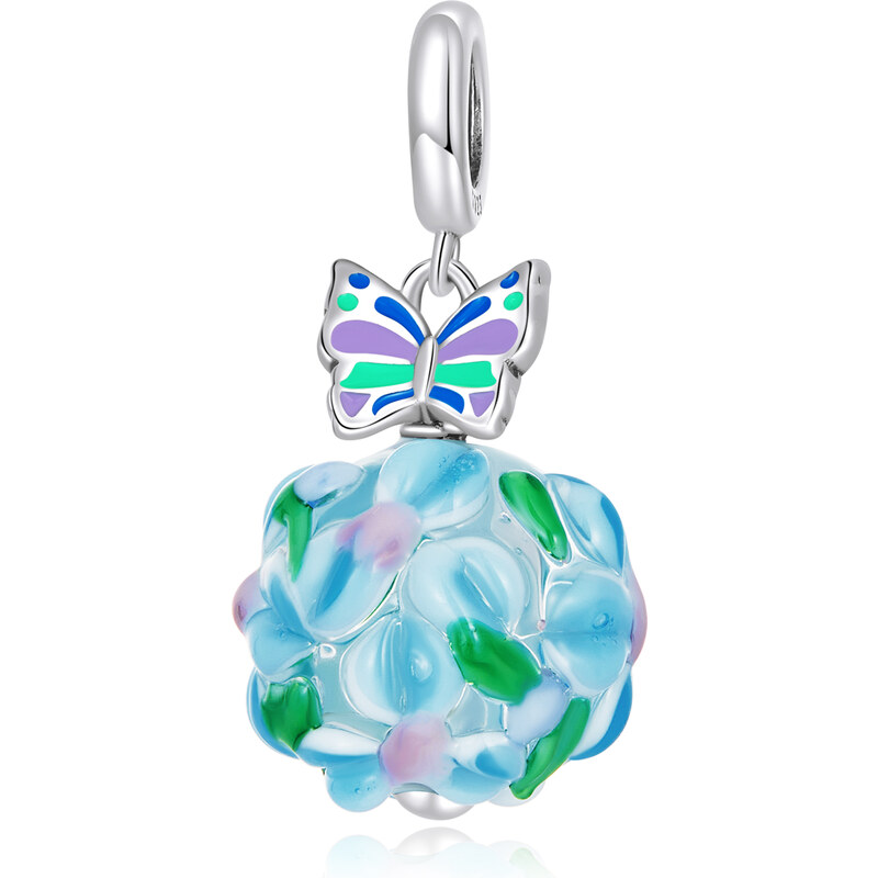 Royal Fashion strieborný prívesok Motýľ a korálik 55314312