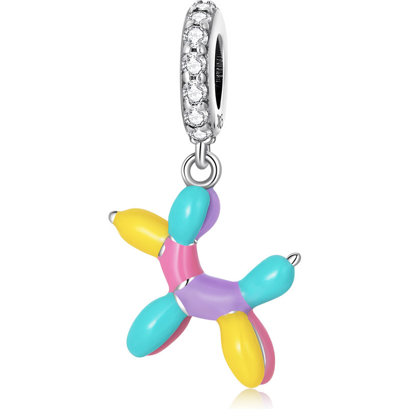 Royal Fashion strieborný prívesok Farebný balónik psík 55434735