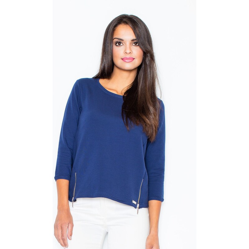 FIGL Mikina s dekoratívnymi zipsami M339 Navy 5697183