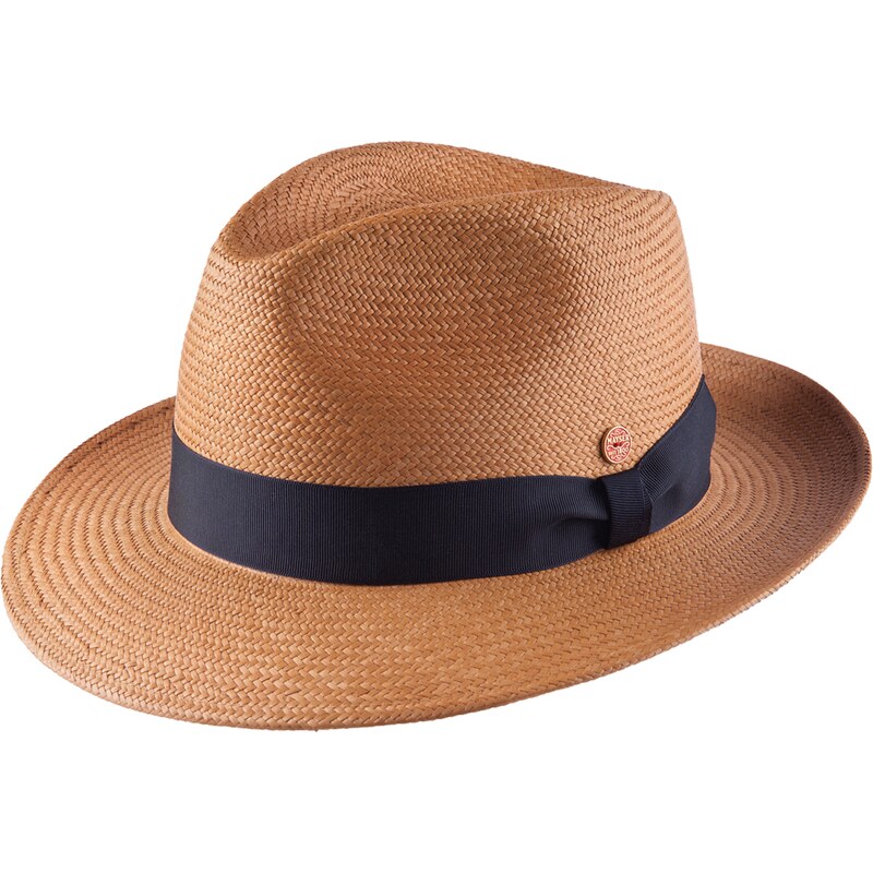 Exkluzívny panamský klobúk Fedora Bogart s čiernou stuhou - ručne pletený, UV faktor 80 - Ekvádorská panama - Mayser Torino