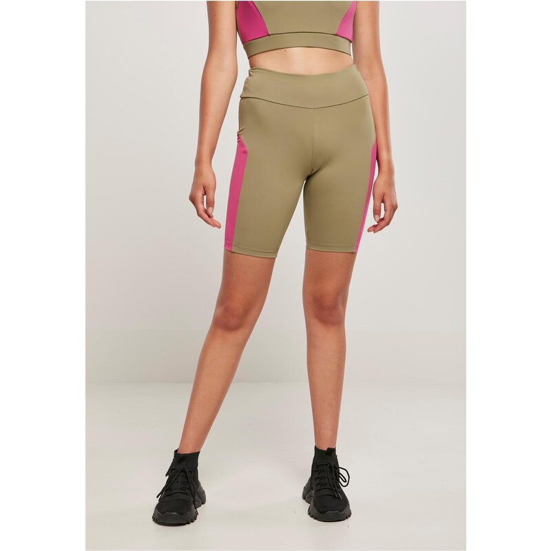 Urban Classics Womens Color Block Cycle Khaki/Light Purple Shorts 50670306