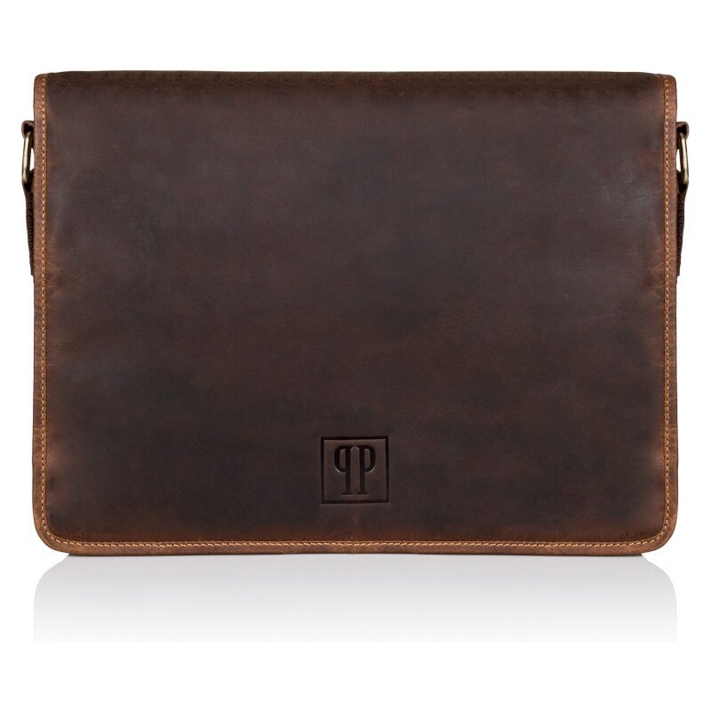 PAOLO PERUZZI Pánska kožená taška cez rameno | hnedá T-06-BR 34444124