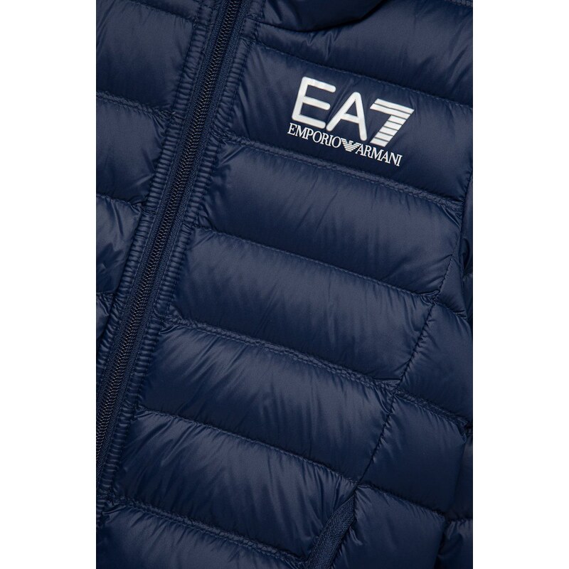 Detská páperová bunda EA7 Emporio Armani tmavomodrá farba,