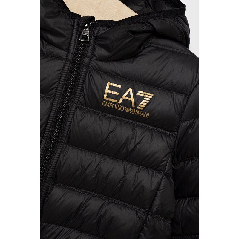 Detská páperová bunda EA7 Emporio Armani čierna farba,