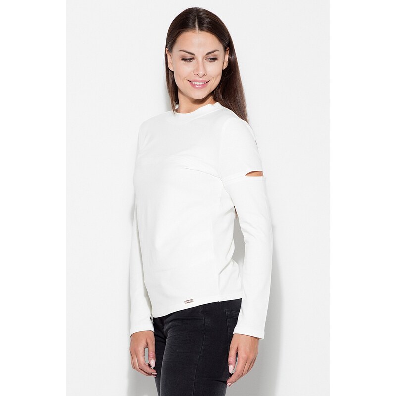 KATRUS Smotanové tričko s výkrojkom na ramene K339 Ecru 5697146