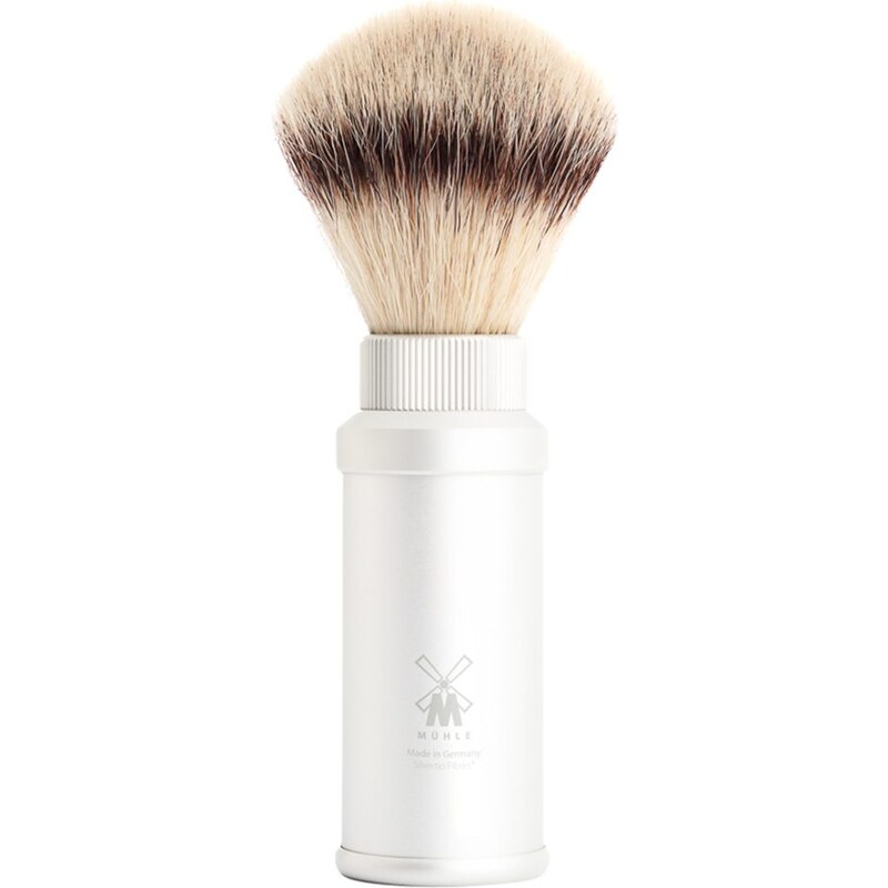 Mühle TRAVEL Travel shaving brush from MÜHLE, with Silvertip Fibre, handle material aluminum