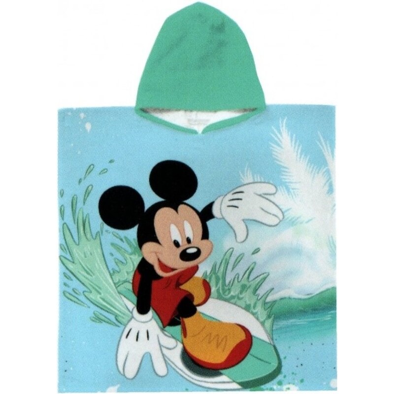 Himatsingka EU Detské / chlapčenské plážové pončo - osuška s kapucňou Disney - Mickey Mouse - 100% bavlna s gramážou 320 gr./m² - 60 x 120 cm