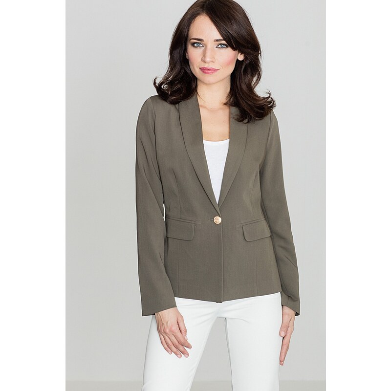 LENITIF Dámske olivovo zelené sako vo voľnom strihu K387 63423910