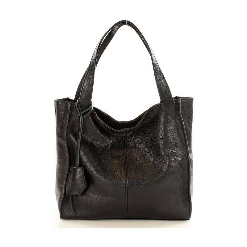 GENUINE LEATHER MAZZINI Kožená shopper kabelka Portofino Max | čierna 34505919