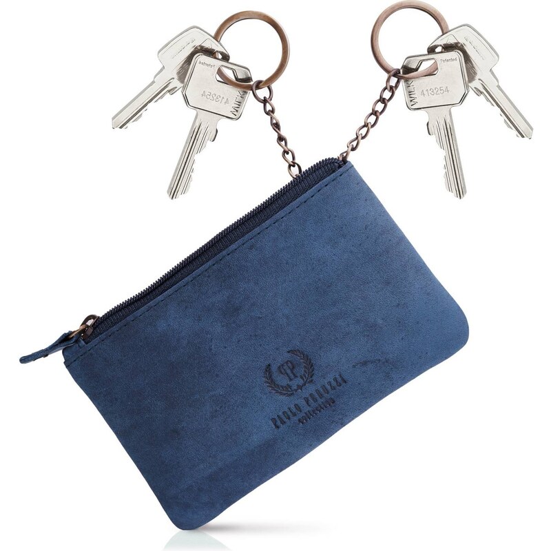 PAOLO PERUZZI Kožené puzdro na kľúče Vintage | modrá T-51-DB 34505948