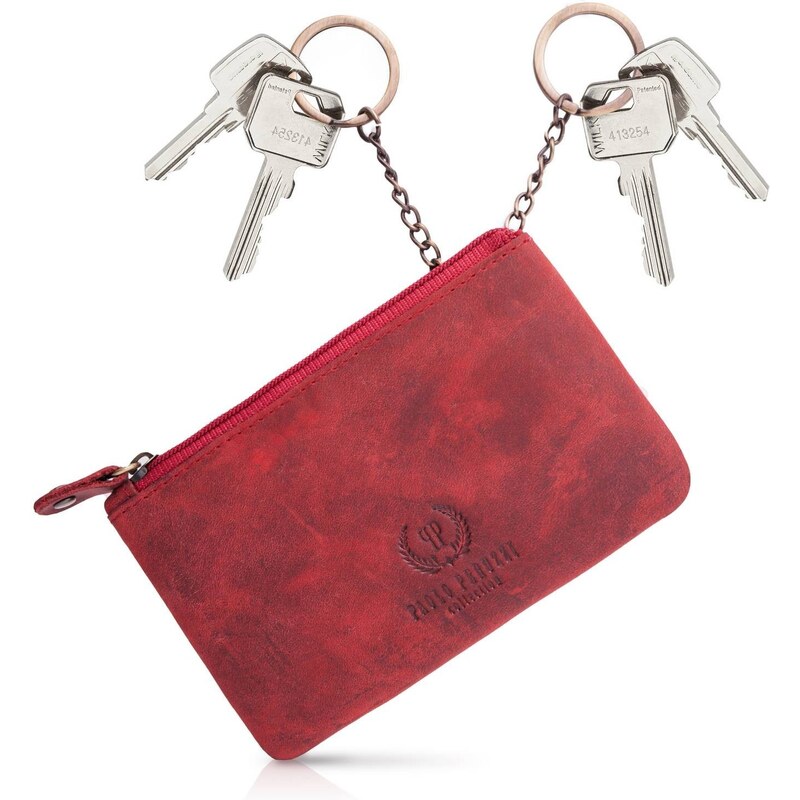 PAOLO PERUZZI Kožené puzdro na kľúče Vintage| červená T-51-RD 34505954