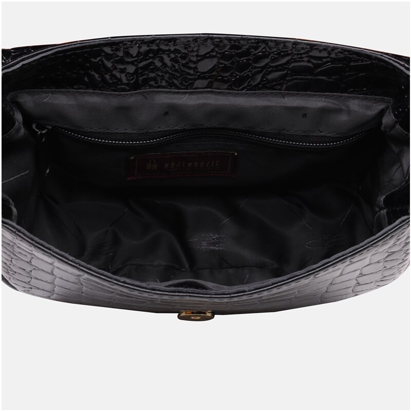 Krásna kožená kabelka vzor zvierací čierna Wojewodzic 31921/KAT01/Z