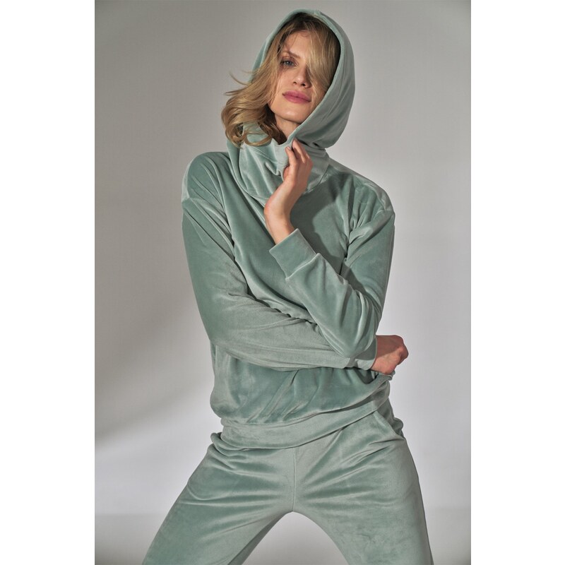 FIGL Mätovo zelená velúrová mikina M745 mint 22237387