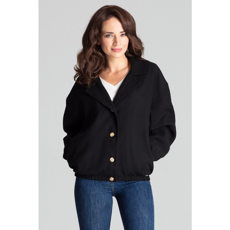 LENITIF Elegantná bunda s golierom L075 Black 57948379