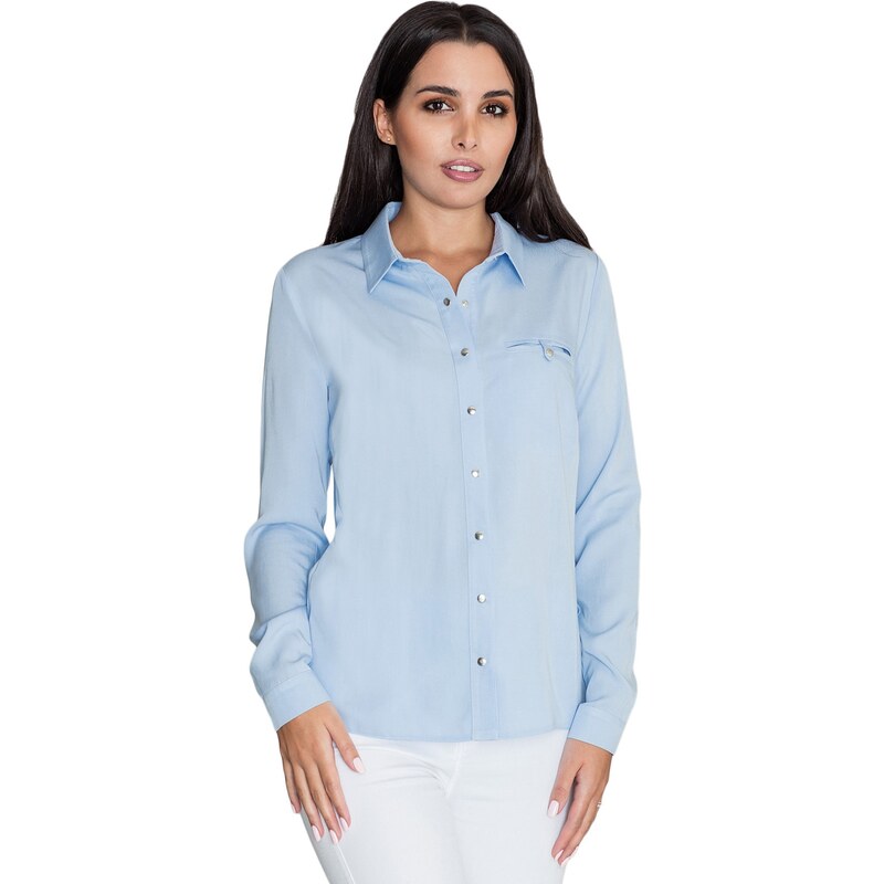 FIGL Svetlo modrá košeľa s dlhým rukávom M581 Light blue 6510312