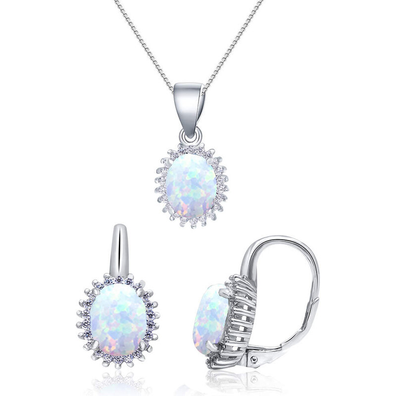 Olivie Strieborná sada SNEHOBIELY OPÁL 7013 34910750