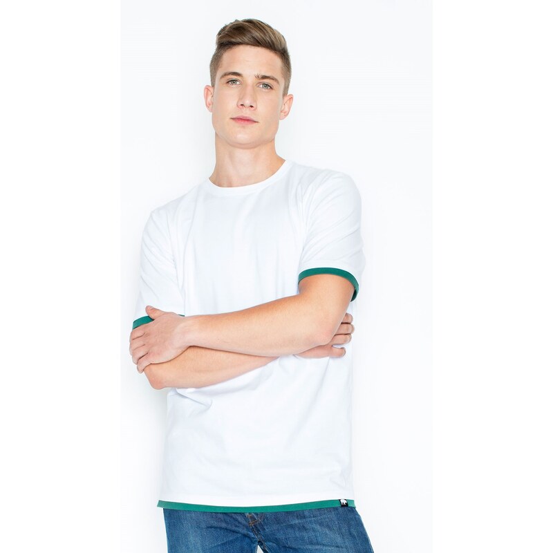 VISENT Biele bavlnené tričko s farebnými prvkami V032 White 5792885