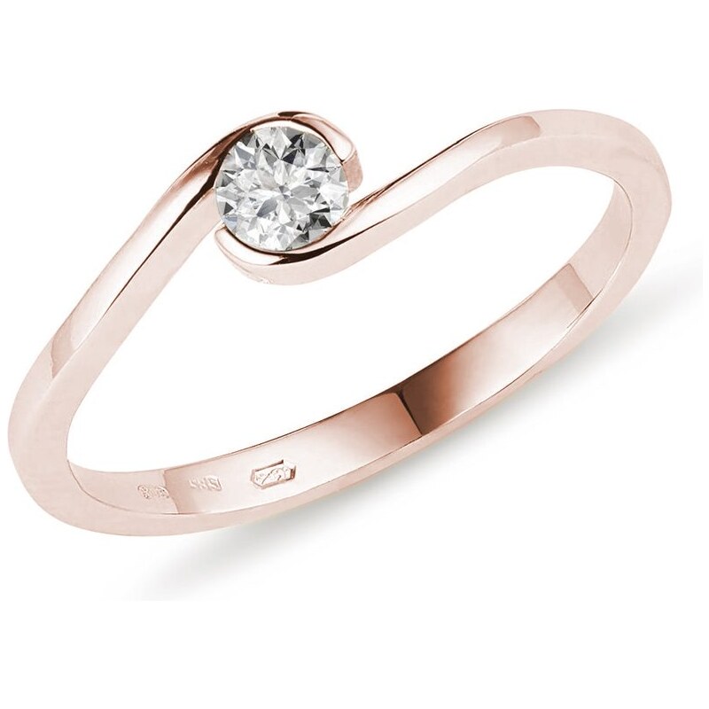 Asymetrický prsteň z ružového zlata s diamantom KLENOTA K0506024