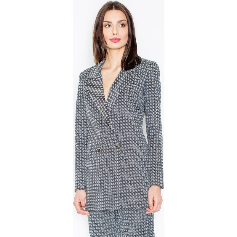 FIGL Dámske šedé sako so vzorom M437 Jacquard 5422514