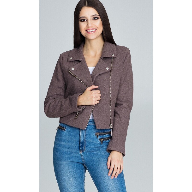 FIGL Dámsky tmavohnedý crop blejzer M607 5422541
