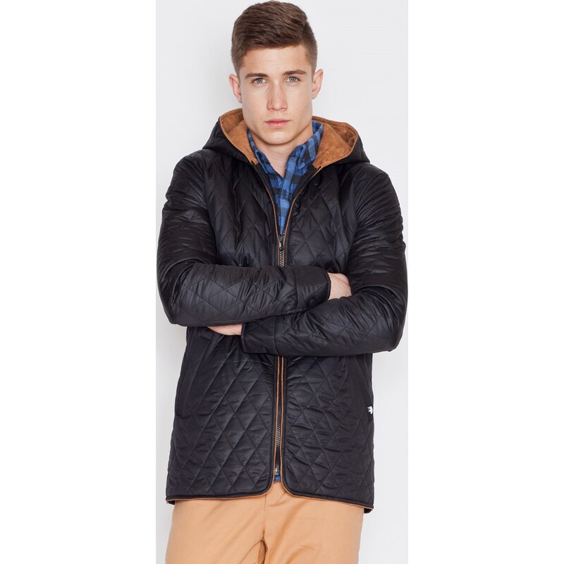 VISENT Čierna prešívaná bunda s kapucňou V009 Black 5802962