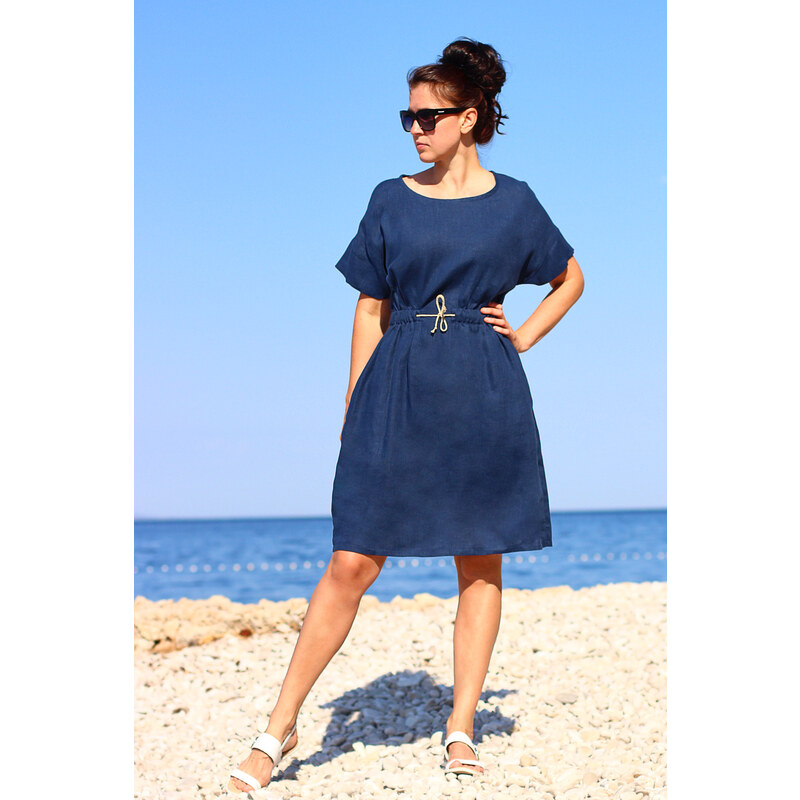 Lotika autorské letné šaty 100% lan česká výroba 44428357