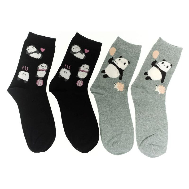 AURA.VIA Dámske čierne-sivé ponožky MACHISA 2páry 34567495