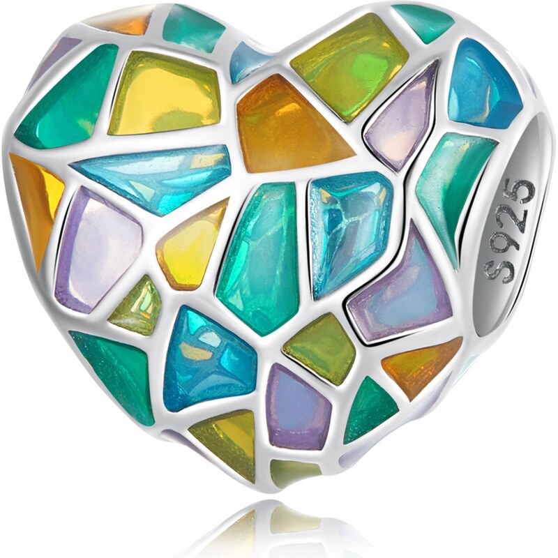 Royal Fashion strieborný prívesok Farebné srdce 56316489