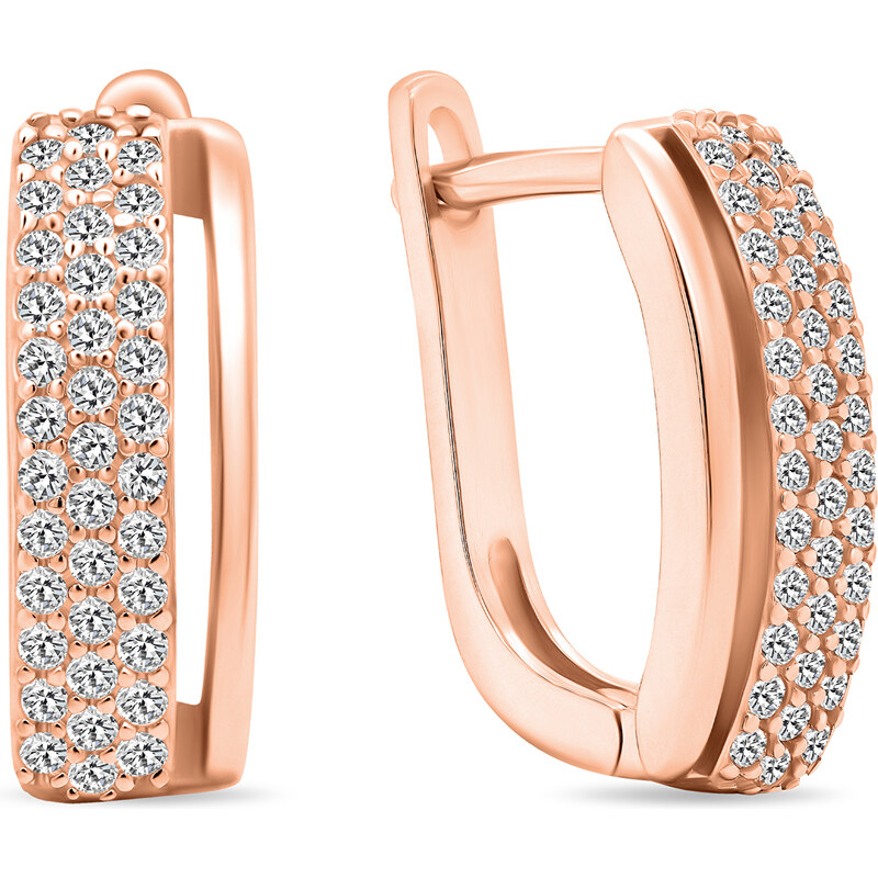 Brilio Silver Elegantné bronzové náušnice so zirkónmi EA530R 66580140