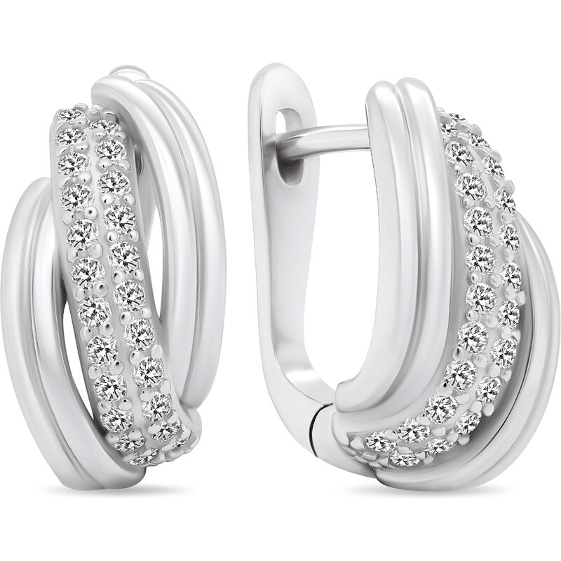 Brilio Silver Elegantné strieborné náušnice so zirkónmi EA551W 66583220