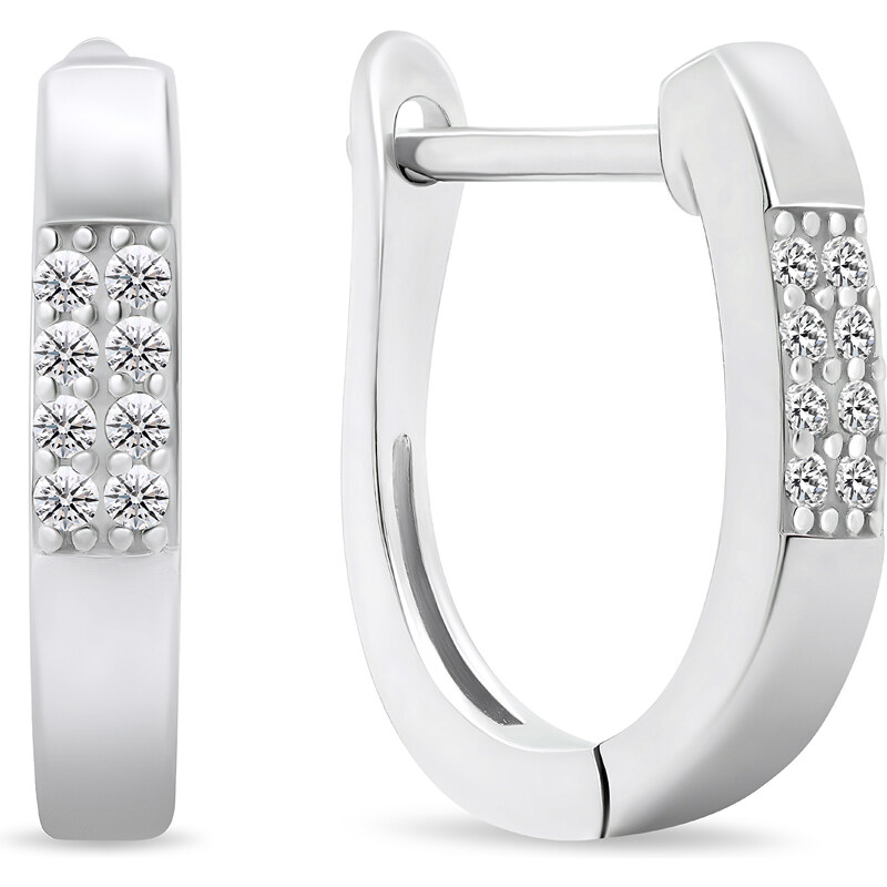 Brilio Silver Elegantné strieborné náušnice kruhy so zirkónmi EA563W 66580353