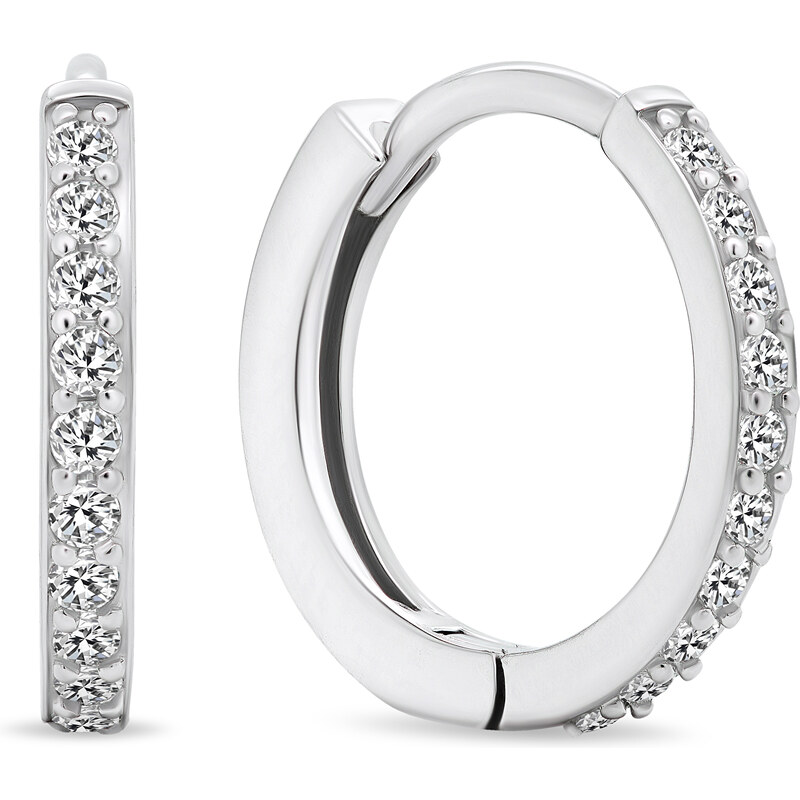 Brilio Silver Nadčasové kruhové náušnice so zirkónmi EA560W 66615807