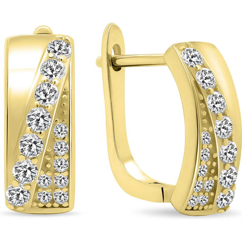 Brilio Silver Očarujúce pozlátené náušnice so zirkónmi EA568Y 66592594