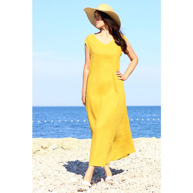 Lanové maxi šaty Lotika česká móda Premium quality 26875255