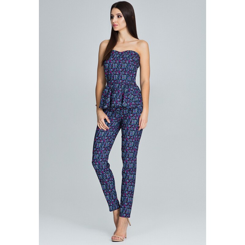 FIGL Dámsky set peplum top + nohavice M606 Pattern 84 5685349