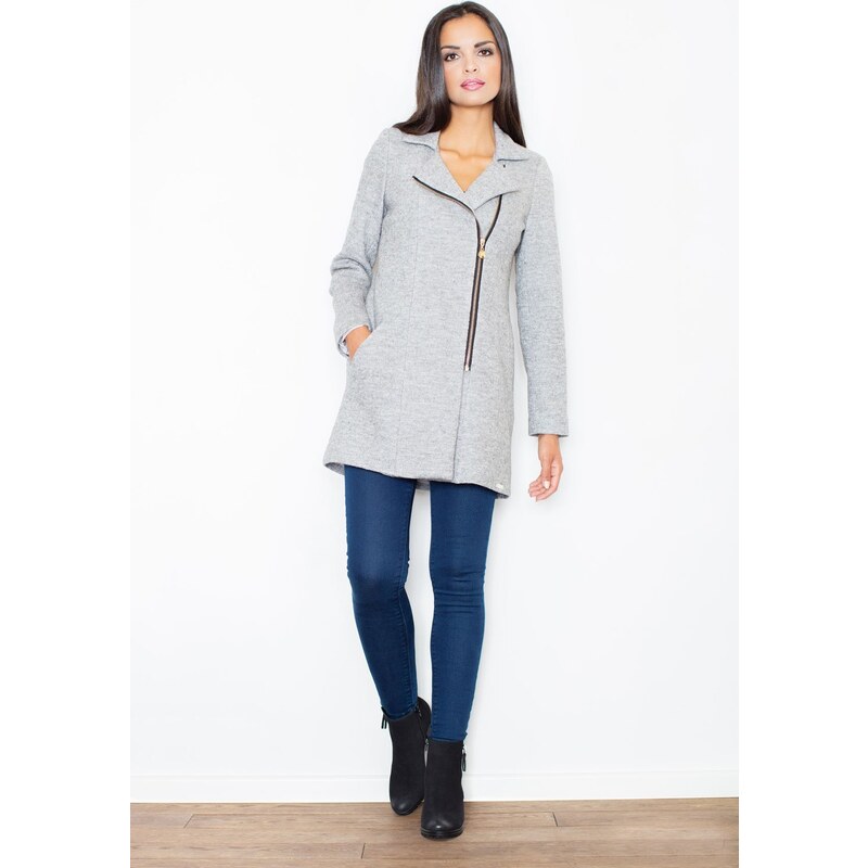FIGL Sivý kabát s krátkym zipsom M405 Grey 5792864