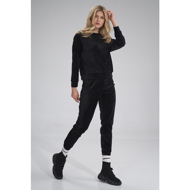 FIGL Čierne velúrové tepláky M762 Black 24121666