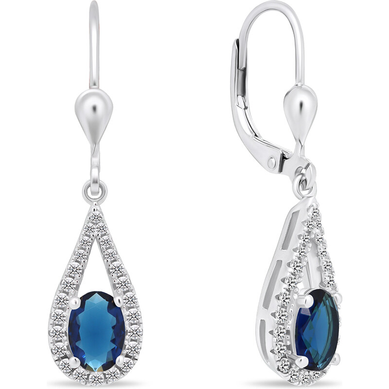 Brilio Silver Pôvabné strieborné náušnice s tmavomodrými zirkónmi 66594112