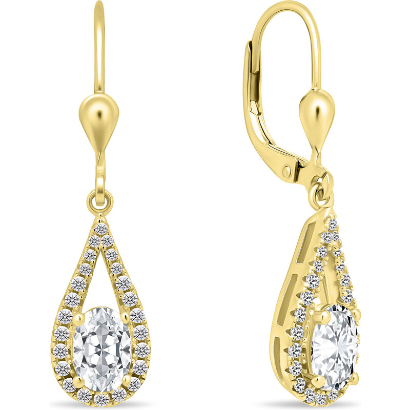 Brilio Silver Nádherné pozlátené náušnice s čírymi zirkónmi EA446Y 66592617