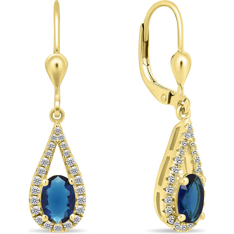 Brilio Silver Nádherné pozlátené náušnice s modrými zirkónmi EA446YB 66591123