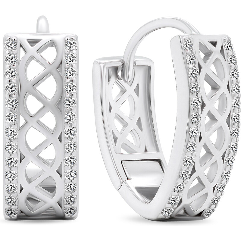 Brilio Silver Slušivé strieborné náušnice so zirkónmi EA482W 66591764