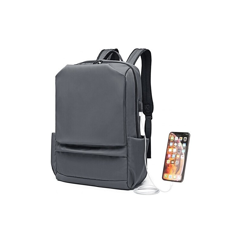 KONO Ruksak - vodeodolný s usb nabíjacím portom šedý 34589015