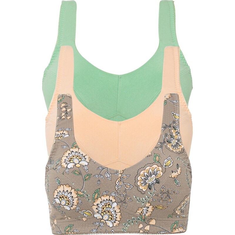 bonprix Podprsenka bez kostíc (3 ks), bio bavlna, farba hnedá 44792560