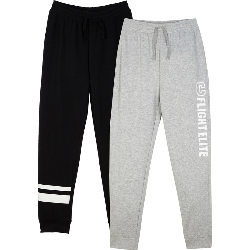 bonprix Tepláky (2 ks) z mäkkého bavlneného materiálu, farba čierna 44792657