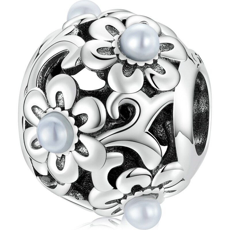 Royal Fashion strieborný prívesok Perlové kvety 55264807