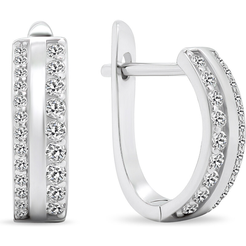 Brilio Silver Slušivé strieborné náušnice so zirkónmi EA473W 66593987