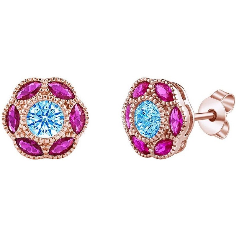 Silvego Pozlátené strieborné náušnice kvetinky Serena s Brilliance 66585127