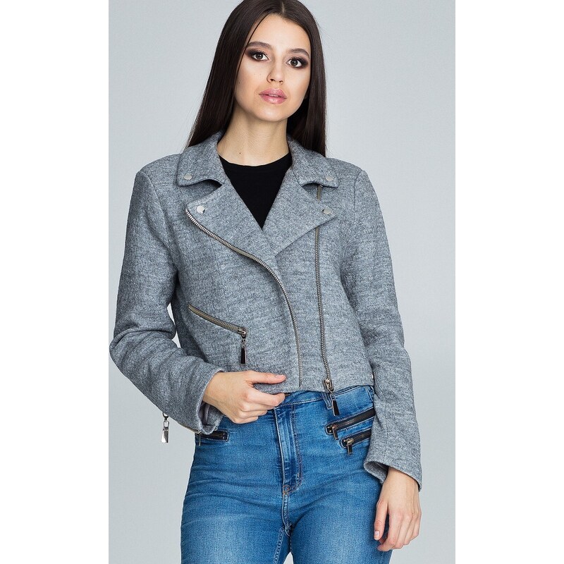 FIGL Dámsky sivý crop blejzer M607 5422539