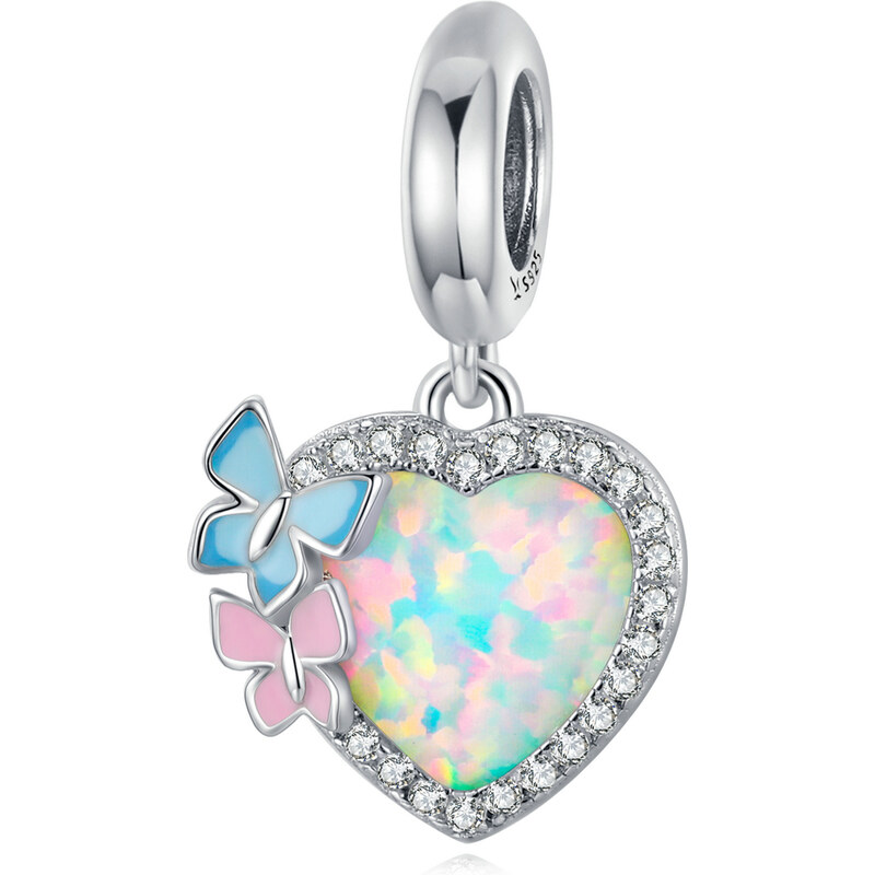 Royal Fashion strieborný prívesok Opálové srdce 55269521