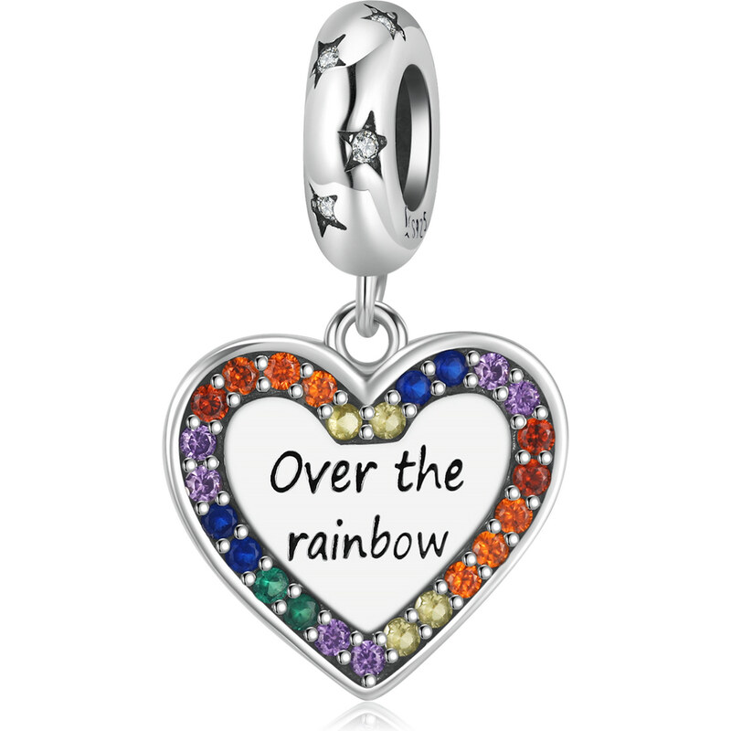 Royal Fashion strieborný prívesok Dúhové srdce 55434729